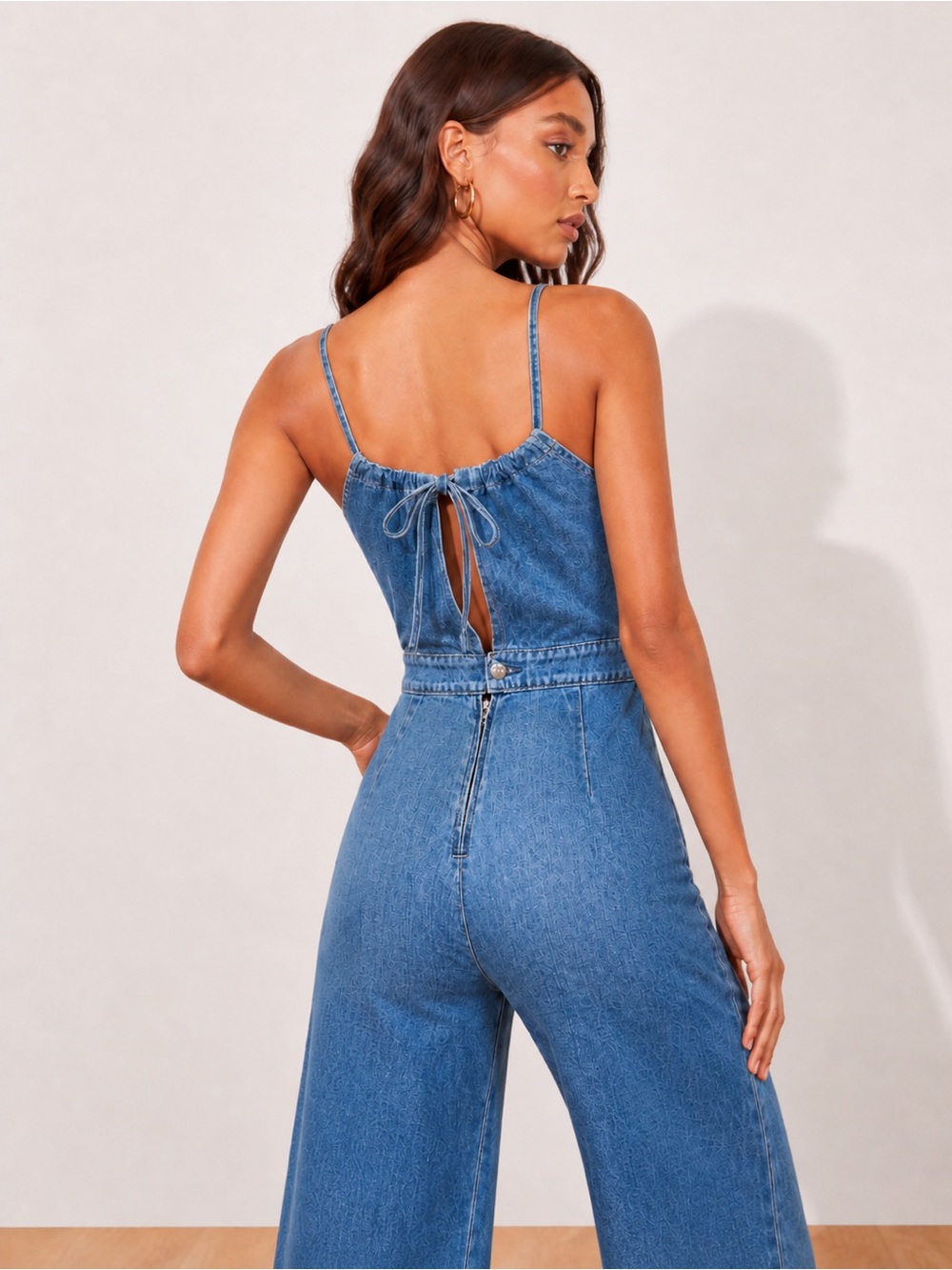 NWOT Reformation Starley Jumpsuit Tortuga Denim Open Back Wide Leg, Size 6 - Picture 3 of 14